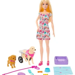Barbie Muñeca Paseadora de Perro con Silla de Ruedas