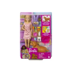 Barbie Muñeca Rubia Perritos Recién Nacidos