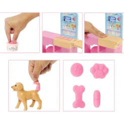 Barbie y su Clínica Veterinaria Muñeca con Pelo Rosa, Muebles de Consulta y Accesorios