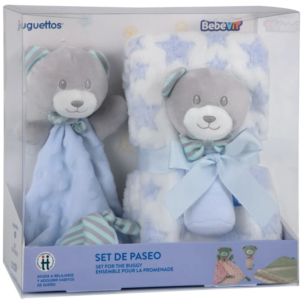 Bebé Vip Set de Paseo con Dou Dou y Manta Azul