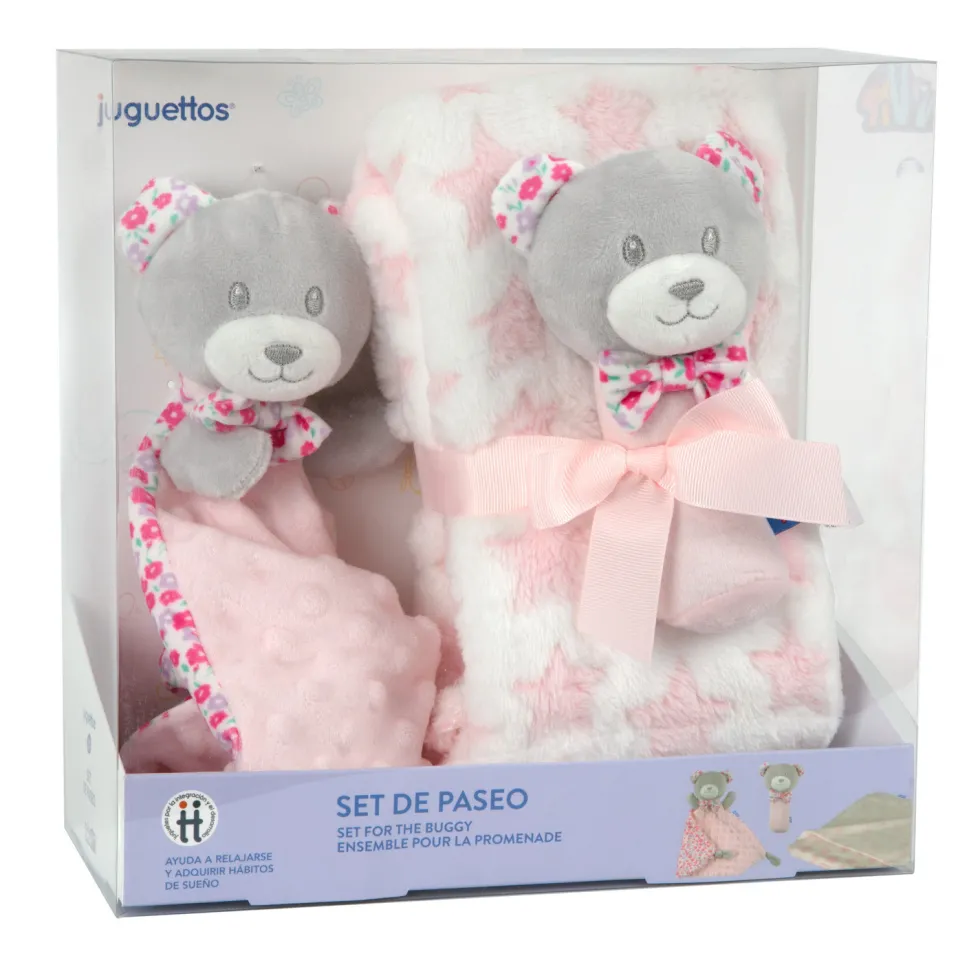 Bebé Vip Set de Paseo con DouDou y Manta Rosa