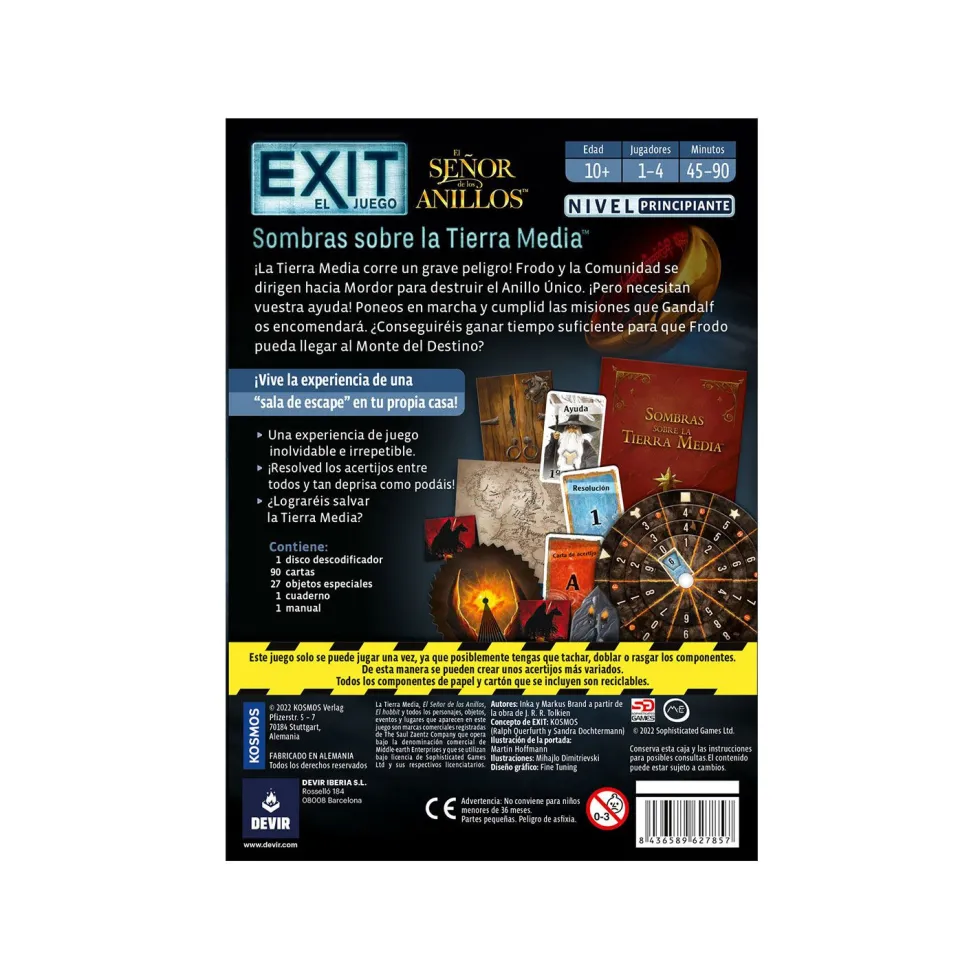 Devir Exit El Señor De Los Anillos Juego de Mesa