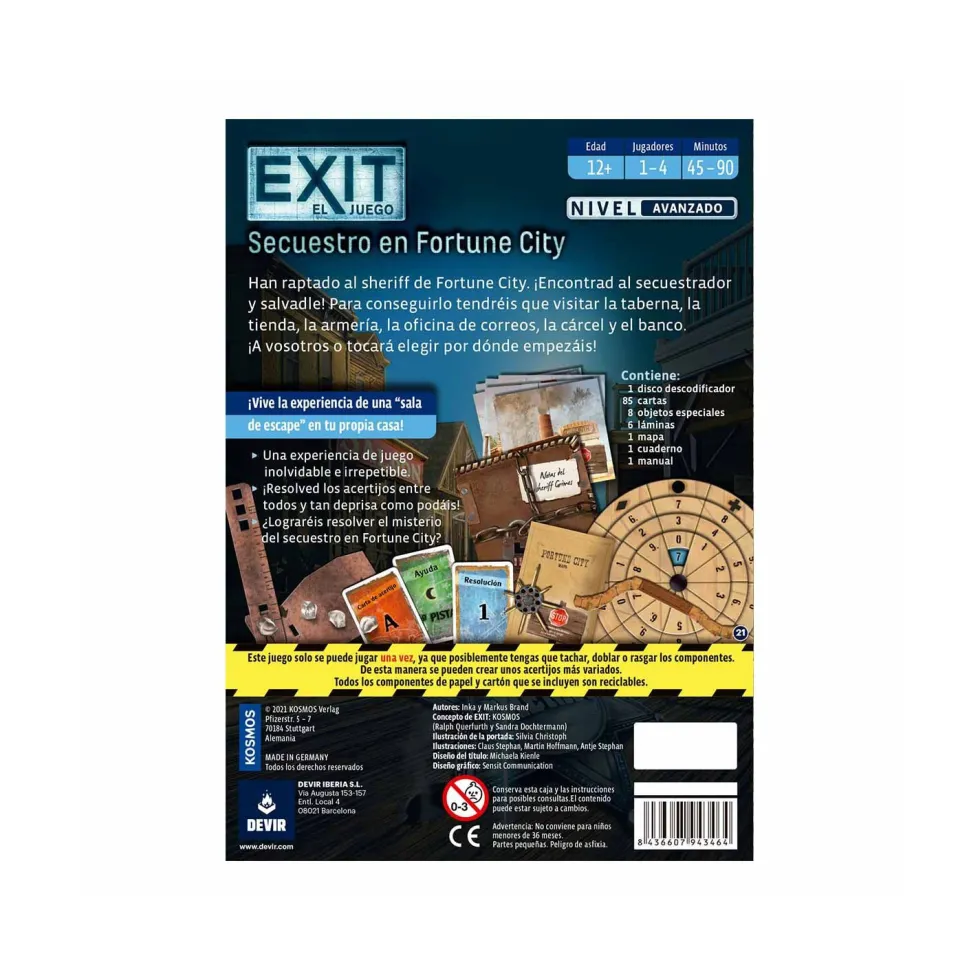 Devir Exit Secuestro en Fortune City Juego de Mesa