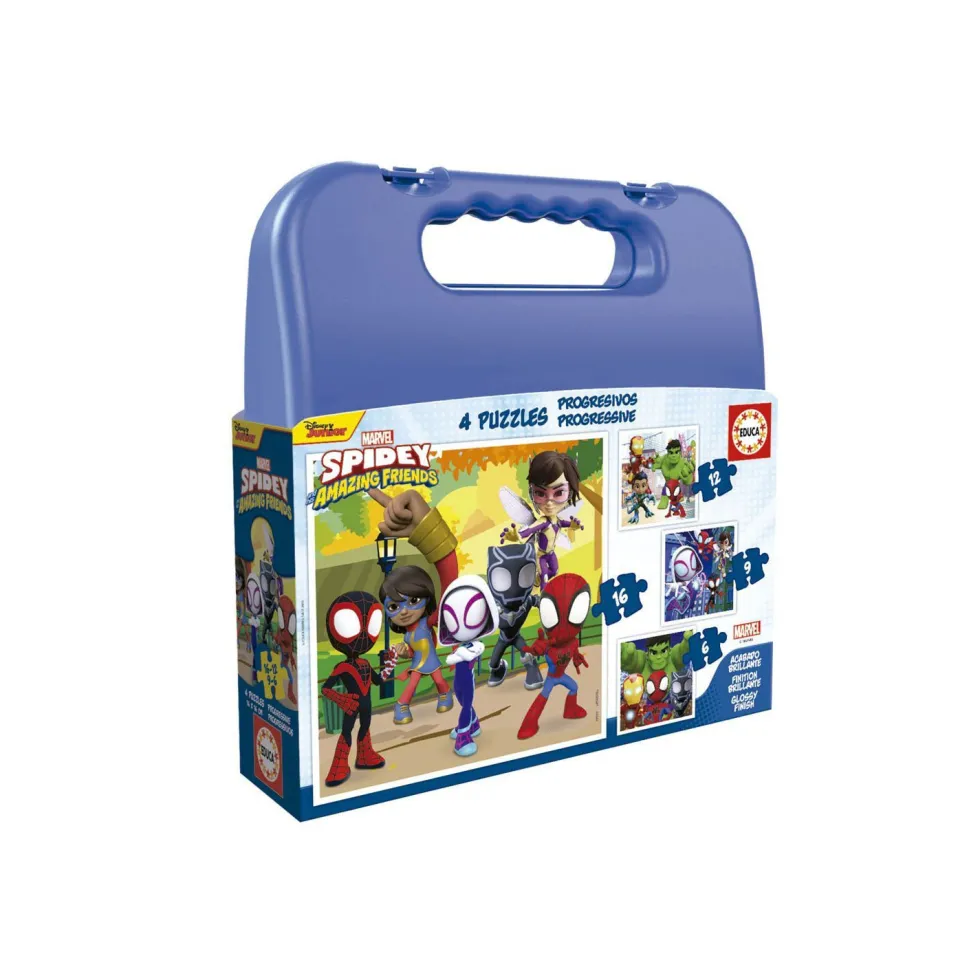 Educa Puzzle Progresivo 6-9-12-16 Piezas en Maleta Spidey And His Amazing Friends - 19580