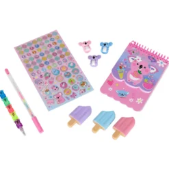 Estuche Transparente de Papelería Kawaii Koala con Cuaderno y Marcadores