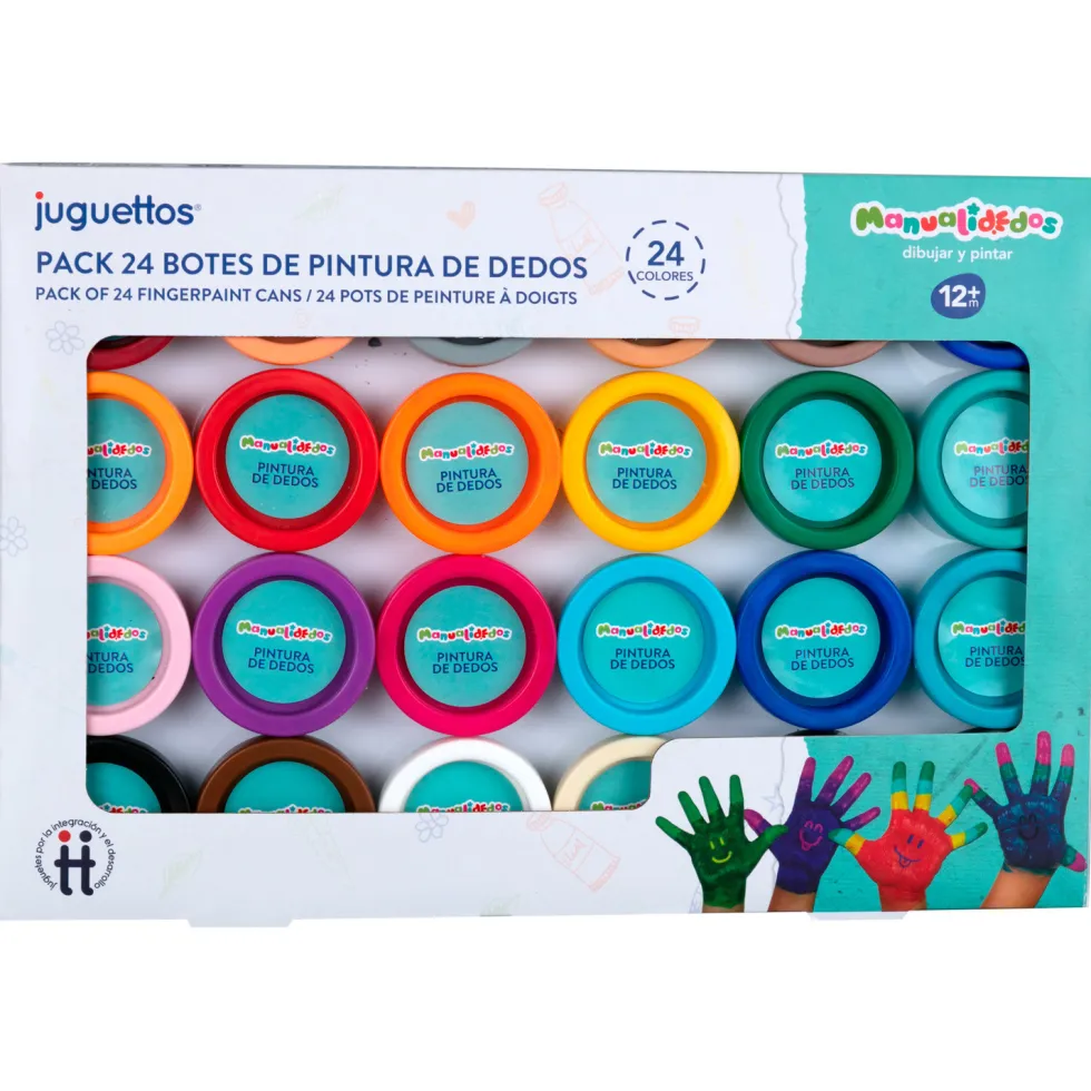 Manualidedos 24 Botes de Pintura de Dedos