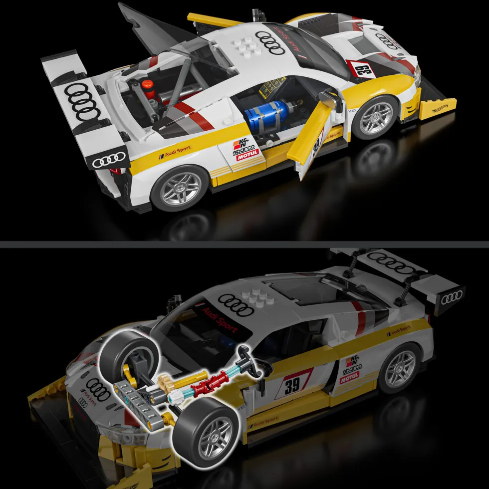 Mattel Brick Shop Conjunto de Construcción del Audi R8 LMS de 2015 de Hot Wheels de 820 Piezas