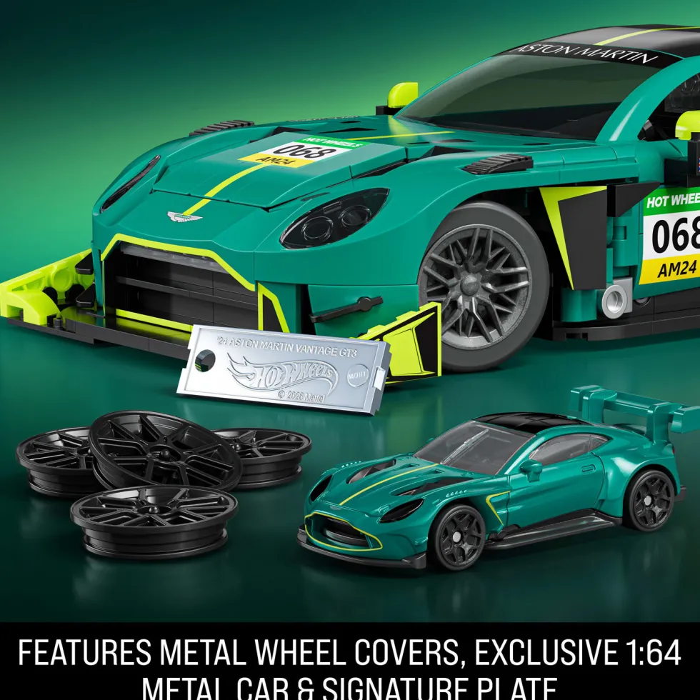 Mattel Brick Shop Hot Wheels Juego de construcción del Aston Martin Vintage GT3 de 2024 793 Piezas