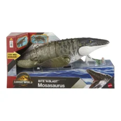 Mattel Jurassic World Rebirth Mosasaurio Mordedor y Minifigura de Dilofosaurio