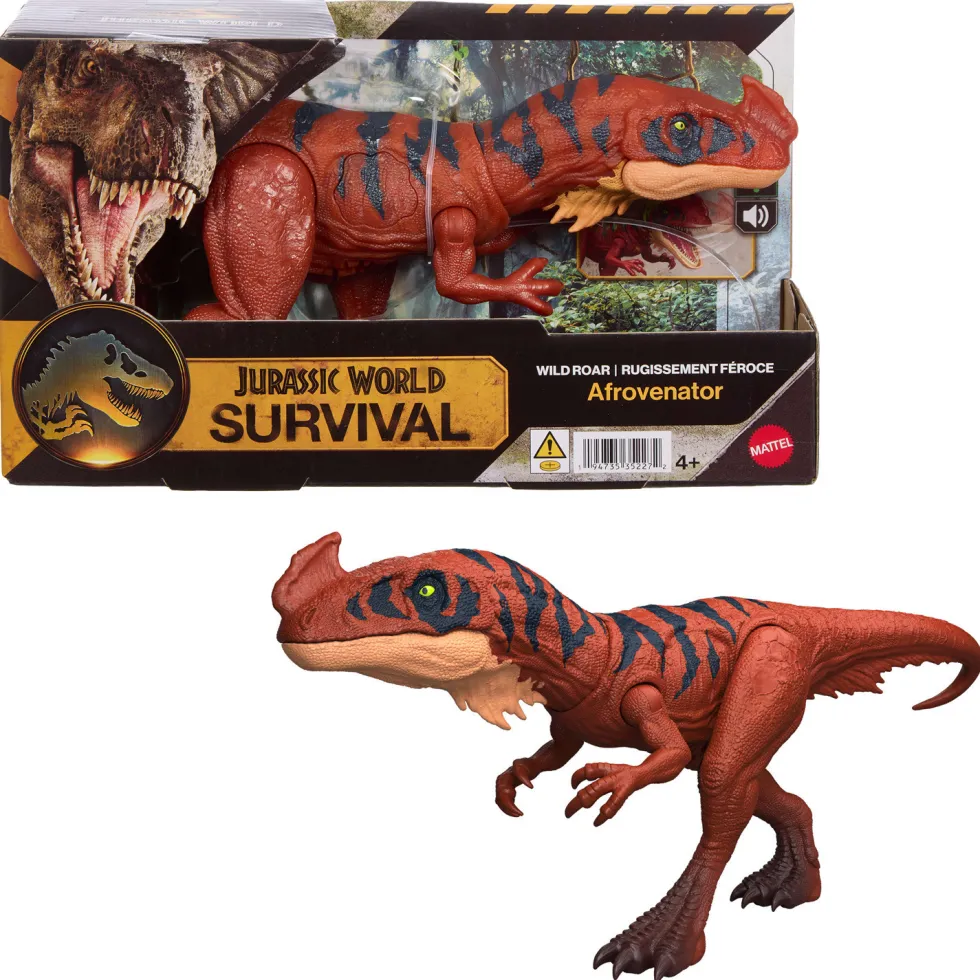Mattel Jurassic World Survival Figura Dinosaurio Afrovenator Rugido Salvaje con Ataque Devorador y Sonidos