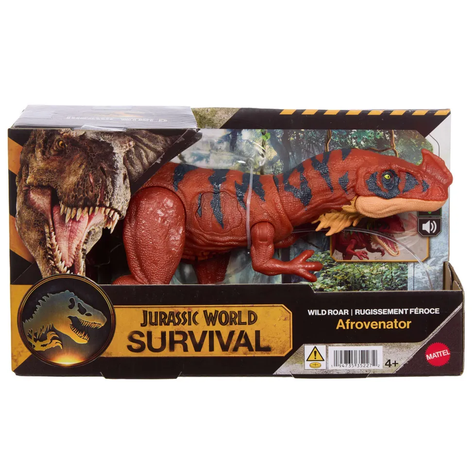 Mattel Jurassic World Survival Figura Dinosaurio Afrovenator Rugido Salvaje con Ataque Devorador y Sonidos
