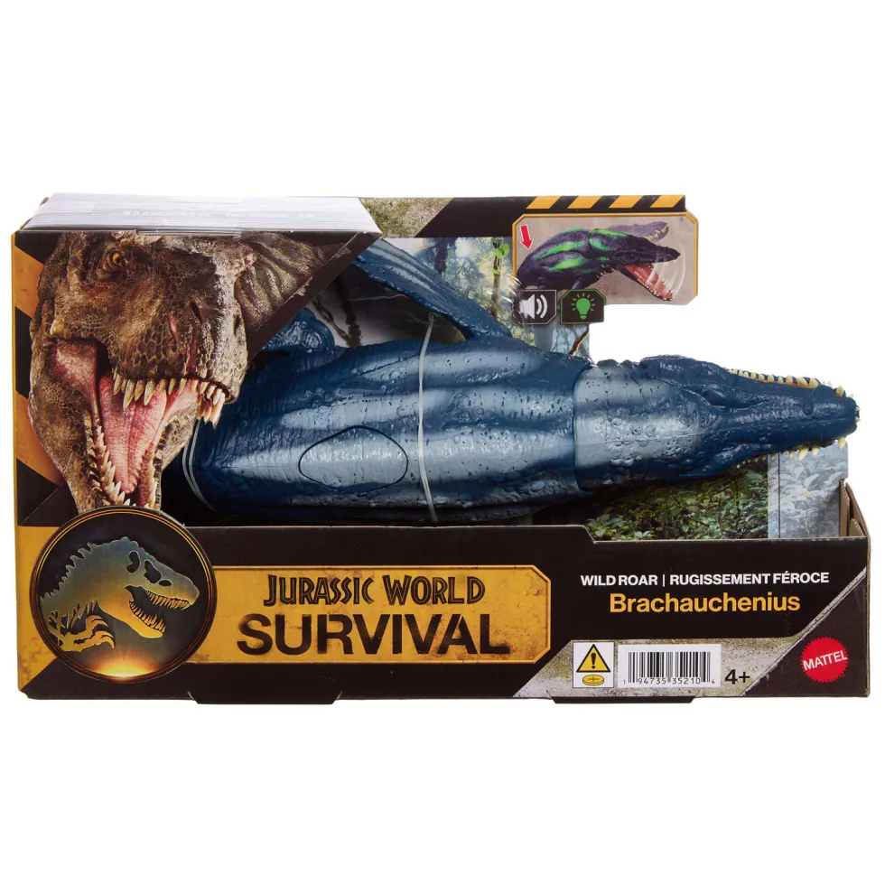 Mattel Jurassic World Survival Figura Dinosaurio Brachauchenius Rugido Salvaje con Ataque Devorador y Sonidos