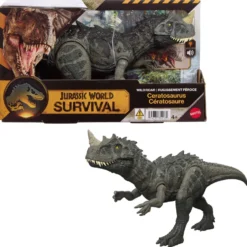 Mattel Jurassic World Survival Figura Dinosaurio Ceratosaurus Rugido Salvaje con Ataque Devorador y Sonidos