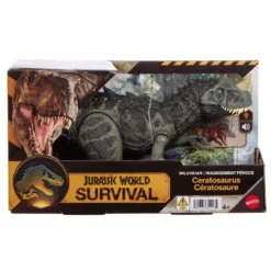 Mattel Jurassic World Survival Figura Dinosaurio Ceratosaurus Rugido Salvaje con Ataque Devorador y Sonidos