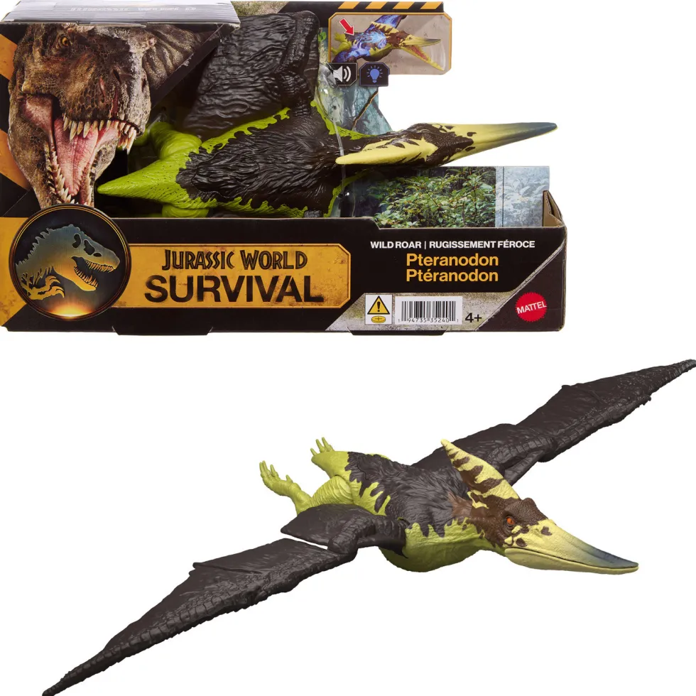 Mattel Jurassic World Survival Figura Dinosaurio Pteranodon Rugido Salvaje con Ataque Devorador y Sonidos