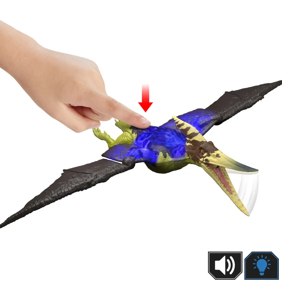 Mattel Jurassic World Survival Figura Dinosaurio Pteranodon Rugido Salvaje con Ataque Devorador y Sonidos