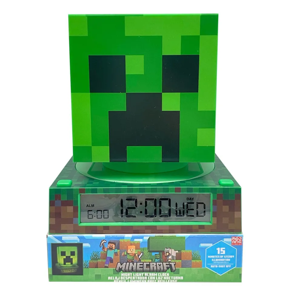 Minecraft Lámpara 3D con Despertador y Fecha