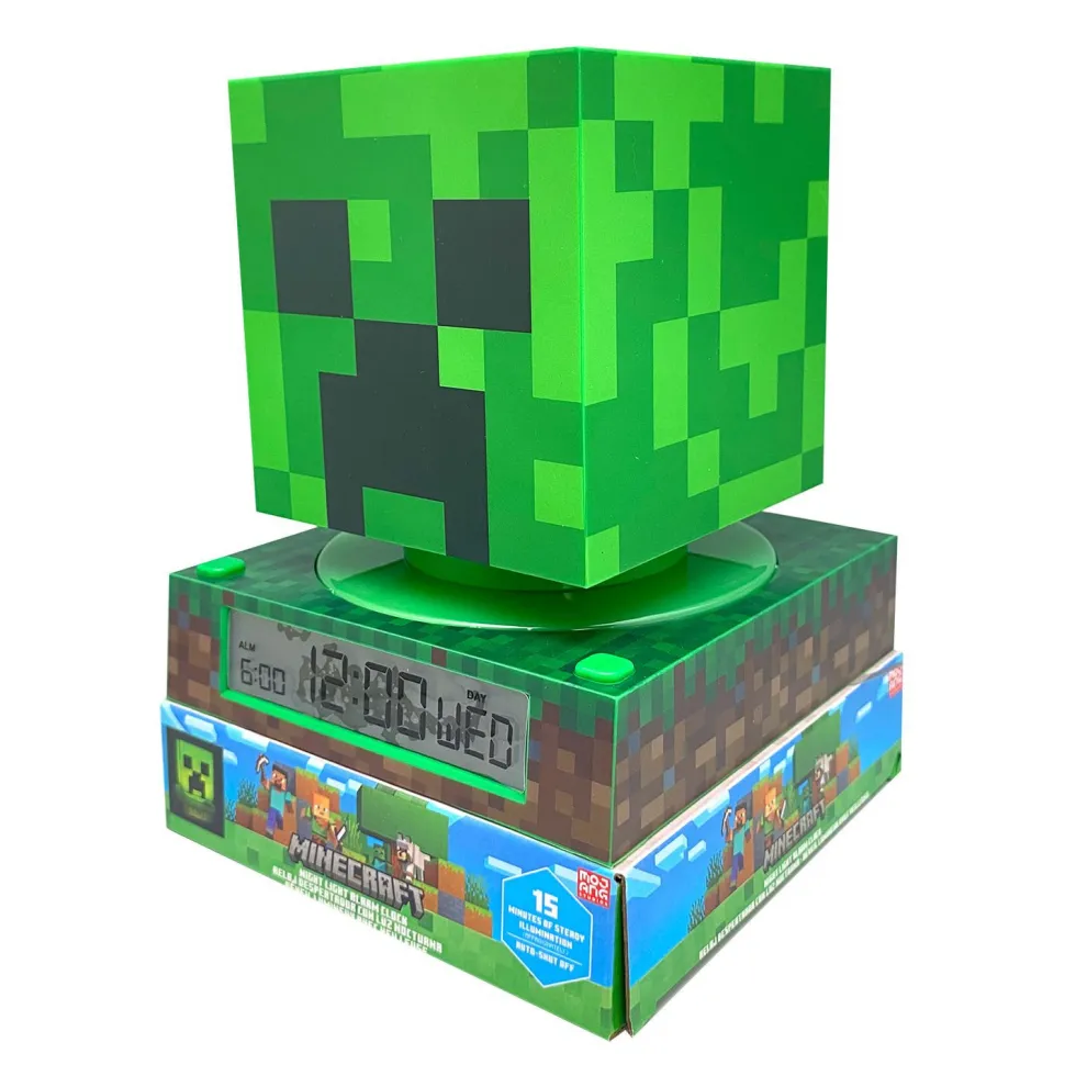 Minecraft Lámpara 3D con Despertador y Fecha