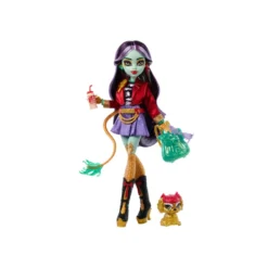 Monster High Jinafire Long Muñeca, Chica Dragón con Perrito Mascota Cloudy Yun Yun y 7 Accesorios