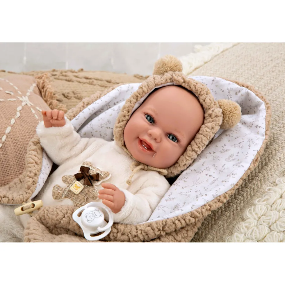 Muñecas Arias Muñeca con Peso Elegance Babyto Marrón Osito con Manta 35 cm