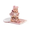 Muñecas Guca Bebé Reborn Candela Pelele Rosa con Chaleco, Gorro y Mantita