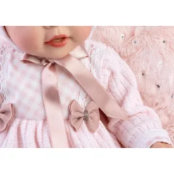 Muñecas Guca Bebé Reborn Giselle con Vestido Rosa de Lana con Capota y Cojín