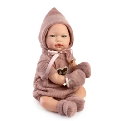 Muñecas Guca Bebé Reborn Montessori Gema con Pelele Color Granate Empolvado de Lana, Gorro, Peucos y Manoplas
