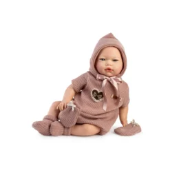 Muñecas Guca Bebé Reborn Montessori Gema con Pelele Color Granate Empolvado de Lana, Gorro, Peucos y Manoplas