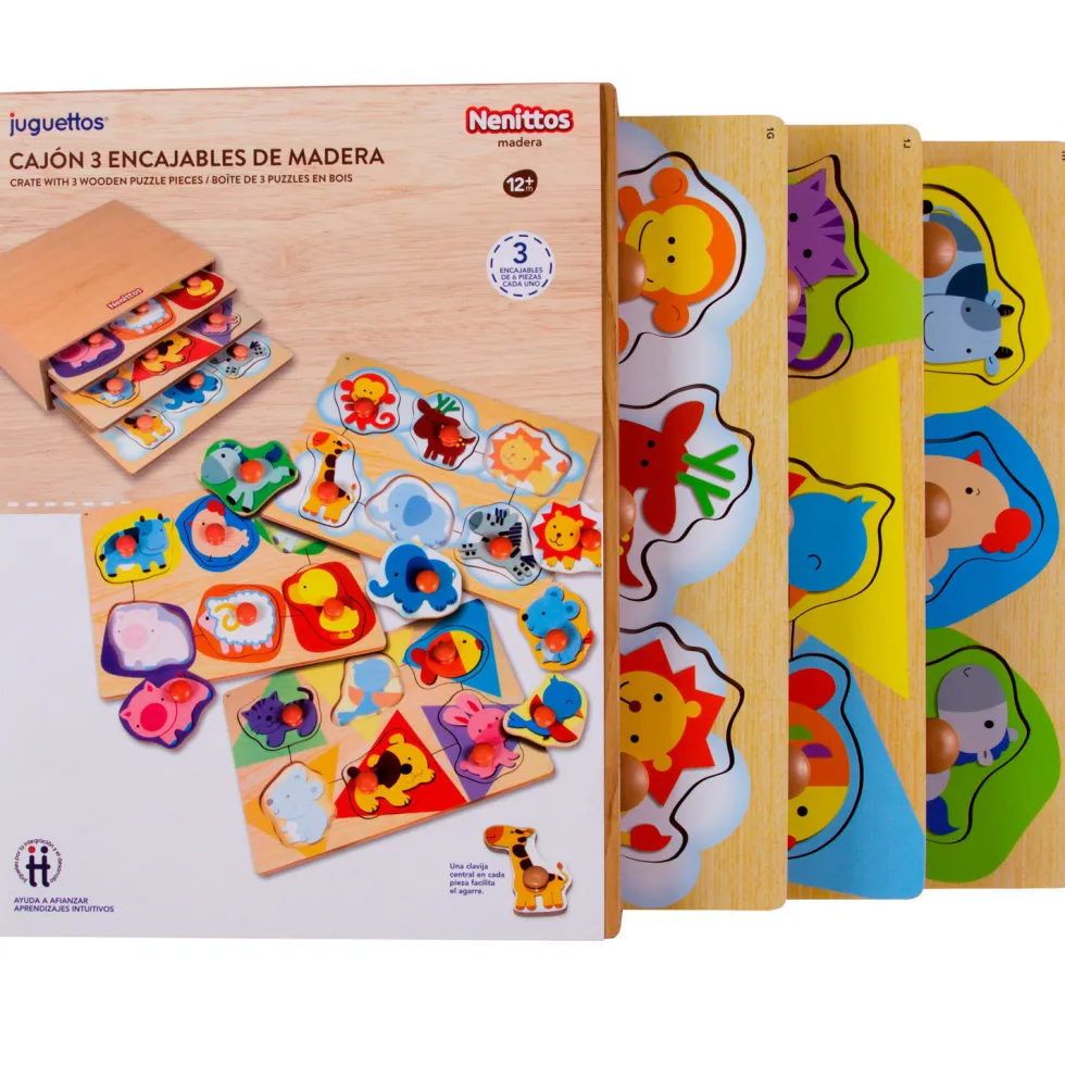 Nenittos Cajón 3 Puzzles de Madera