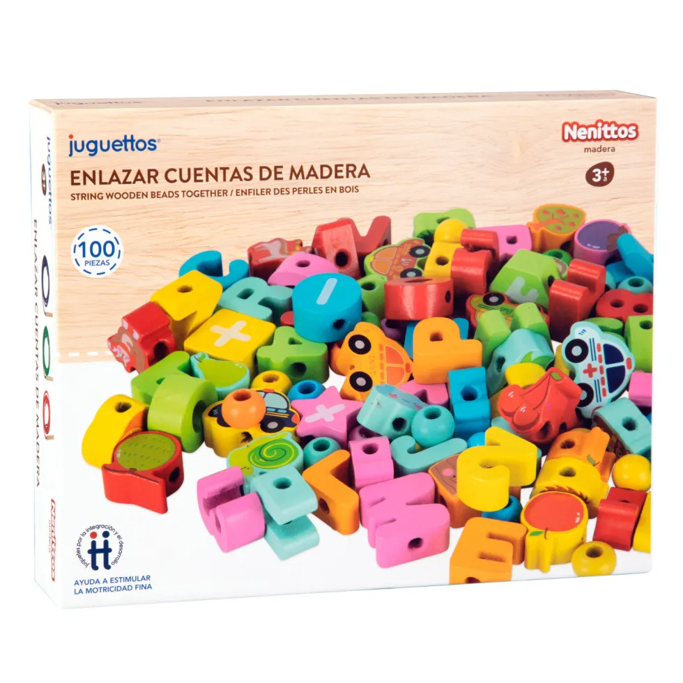 Nenittos Enlazar Cuentas de Madera 100 Piezas