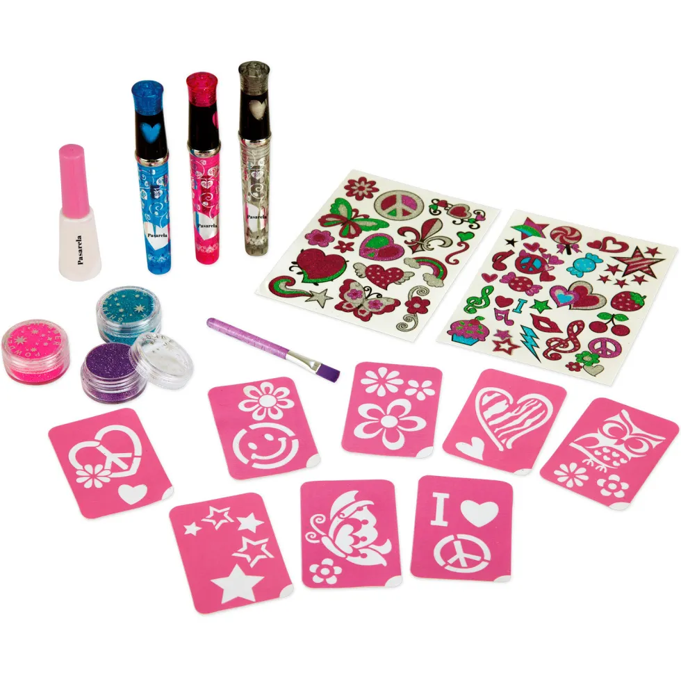 Pasarela Set de Pintura Corporal y Tatuajes Purpurina