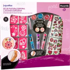 Pasarela Set de Pintura Corporal y Tatuajes Purpurina