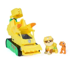 Paw Patrol The Dino Movie Vehículo Dino Rescue Bulldozer con Figura Rubble