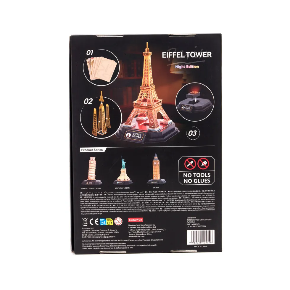 Puzzle 3D Torre Eiffel con Luz 51 Piezas