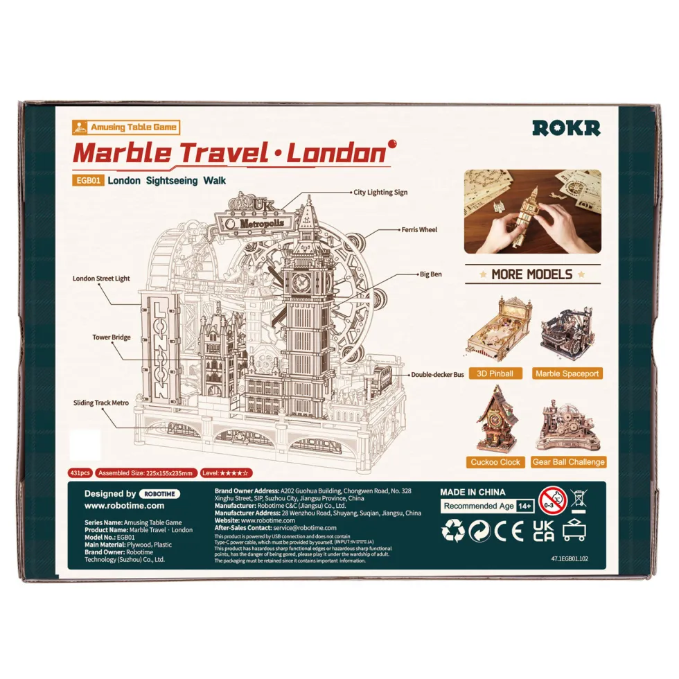 Rokr Marble Run Travel London Rompecabezas 3D de Madera