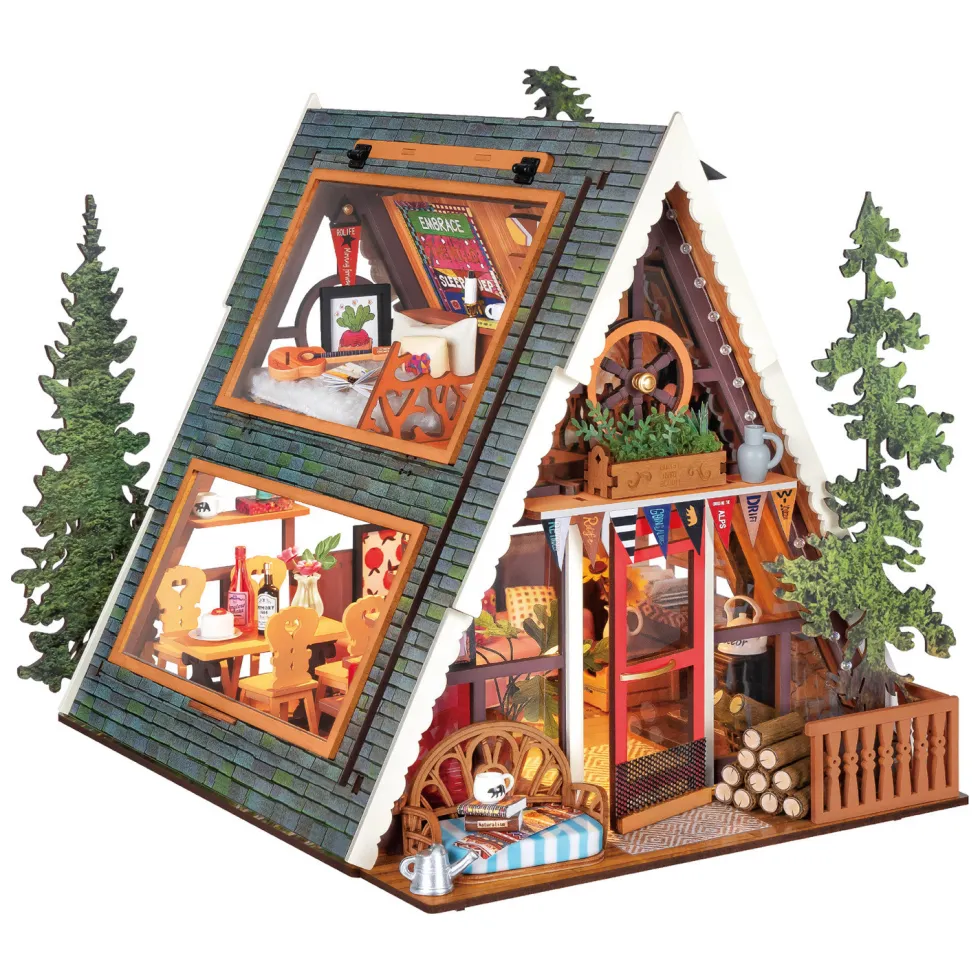 Rolife A-Frame Cabin Maqueta de Madera Cabaña de Montaña Europea