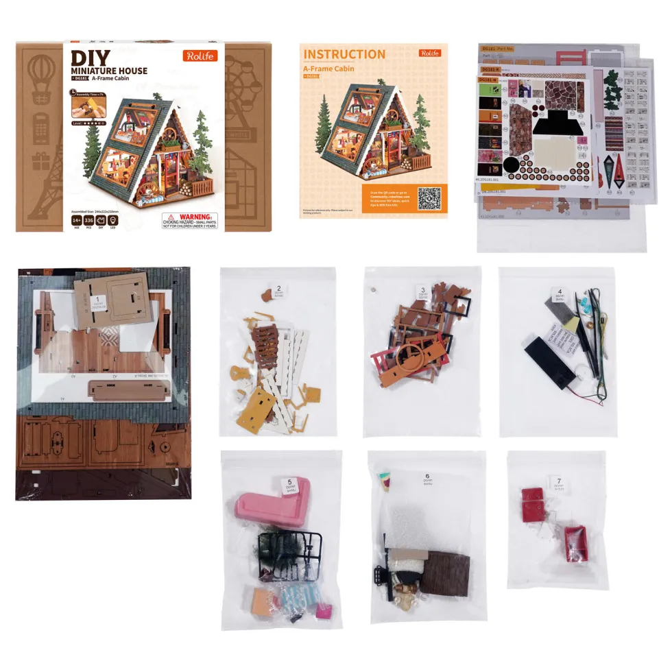 Rolife A-Frame Cabin Maqueta de Madera Cabaña de Montaña Europea