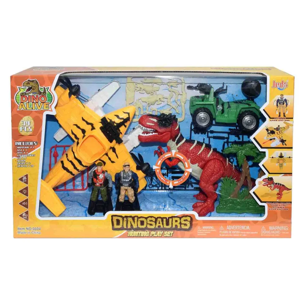 Set de Dinosaurio con Avión y Jeep