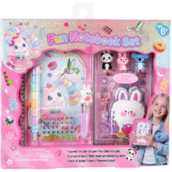 Set de Papelería Infantil Kawaii con Diario y Pegatinas de Diamantes