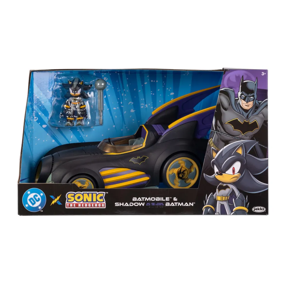 Sonic The Hedgehog DC Batmobile y Figura de Shadow como Batman