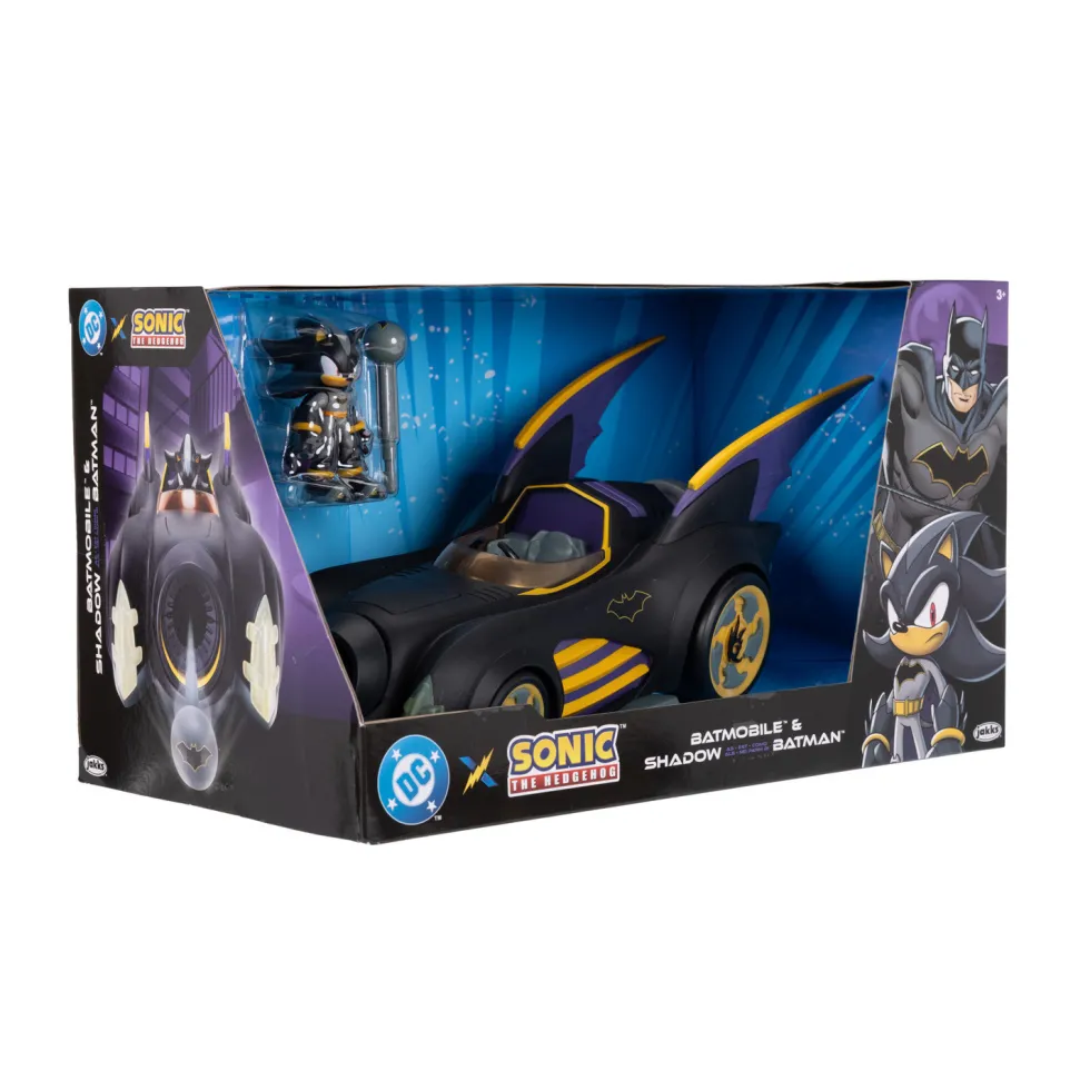 Sonic The Hedgehog DC Batmobile y Figura de Shadow como Batman
