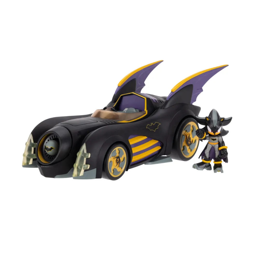 Sonic The Hedgehog DC Batmobile y Figura de Shadow como Batman