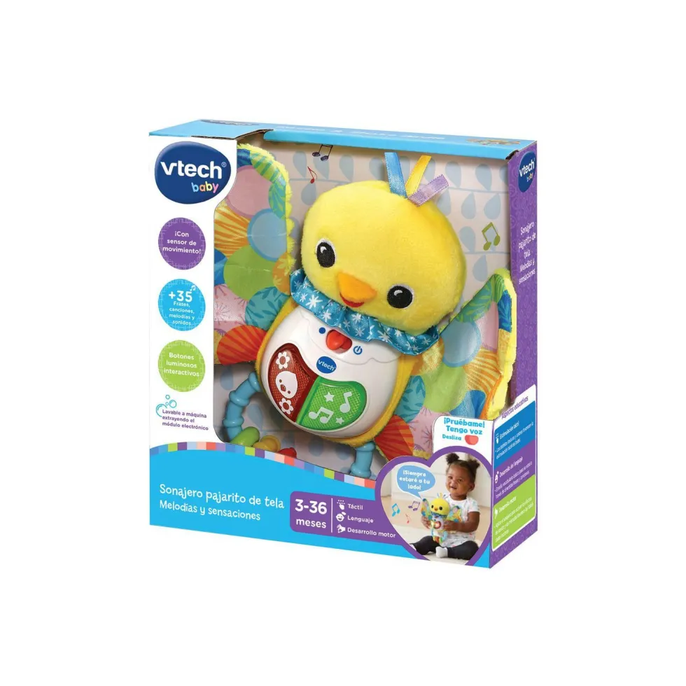 VTech Baby Sonajero Pajarito de Tela Melodías y Sensaciones